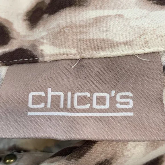 Chico's Long Sleeve Leopard Button Down Jacket Size 3 = XL Animal Print Top - Picture 6 of 14